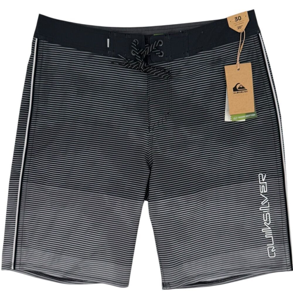 NWT Quiksilver Men's SurfSilk Massive 20" Boardshorts Black/Gray Size 30